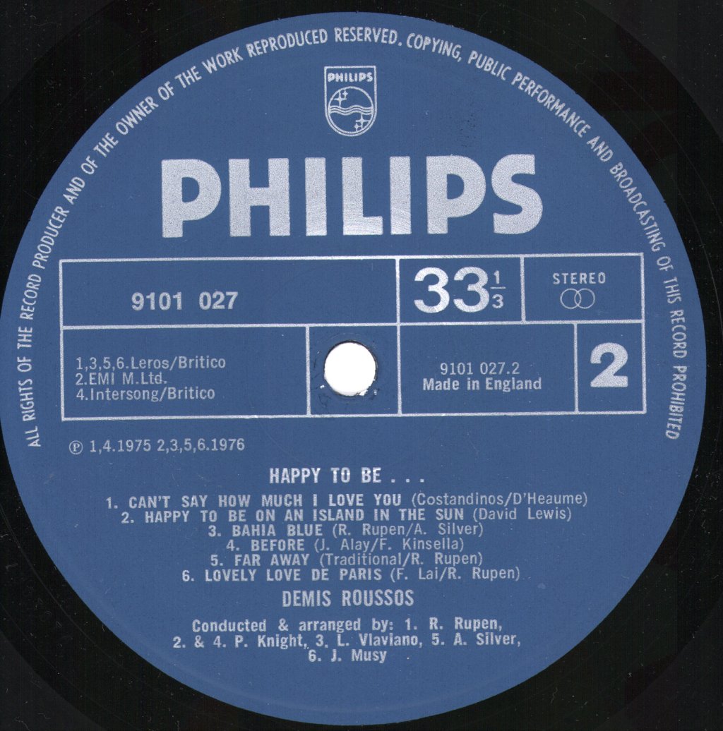 Demis Roussos - Happy To Be - Lp