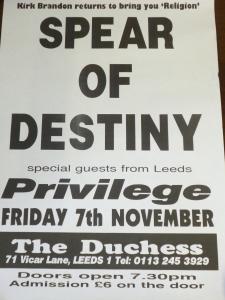 Spear Of Destiny - Duchess Leeds 7Th November 1997 - Poster