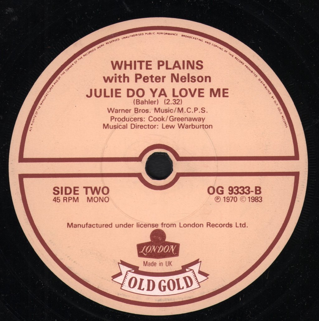 White Plains - My Baby Loves Lovin' / Julie Do Ya Love Me - 7 Inch