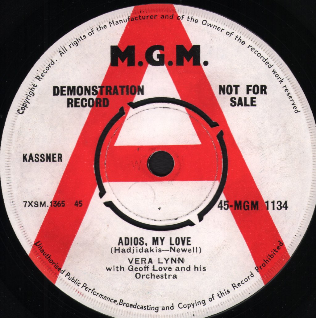 Vera Lynn - Adios, My Love ( The Song Of Athens ) - 7 Inch