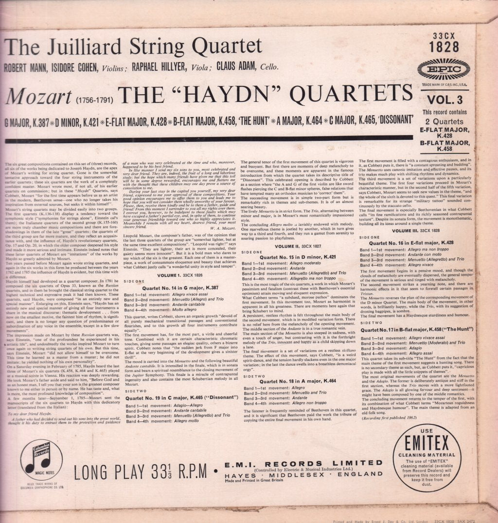 Juilliard String Quartet - mozart haydn quartets vol.3 - Lp