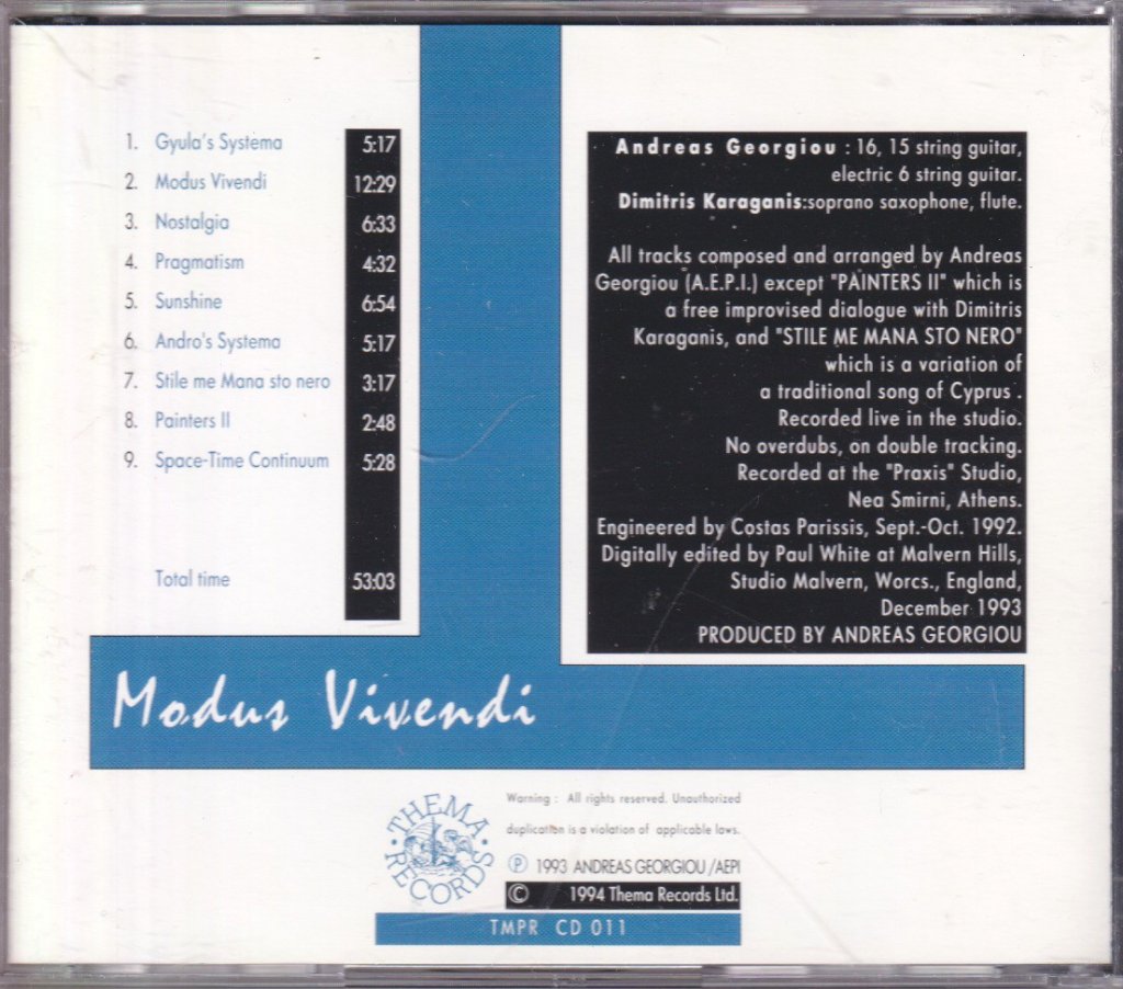Andreas Georgiou - Modus Vivendi - Cd