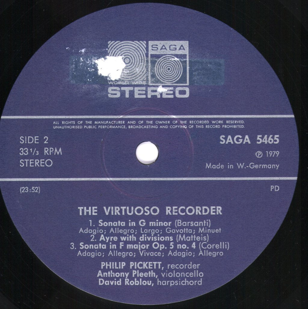 Philip Pickett / Anthony Pleeth / David Roblou - Virtuoso Recorder - Lp