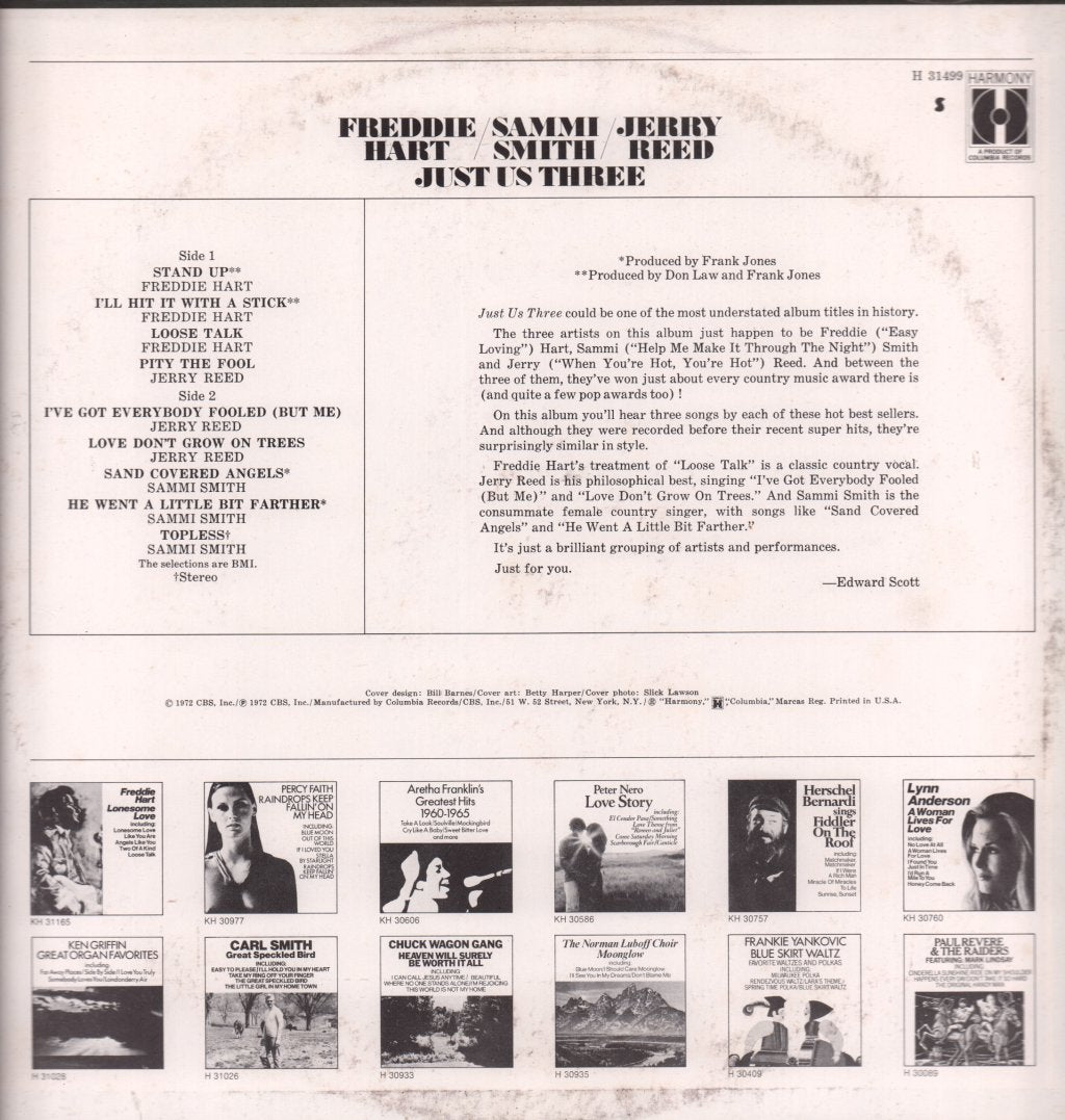 Freddie Hart,Sammi Smith And Jerry Reed - Just Us Three - Lp