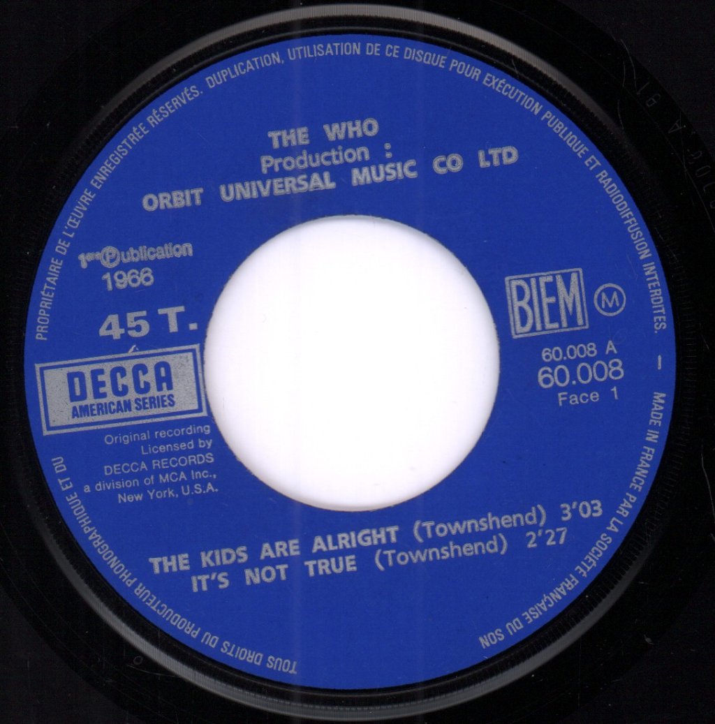 Who - Kids Are Alright - 7 Inch