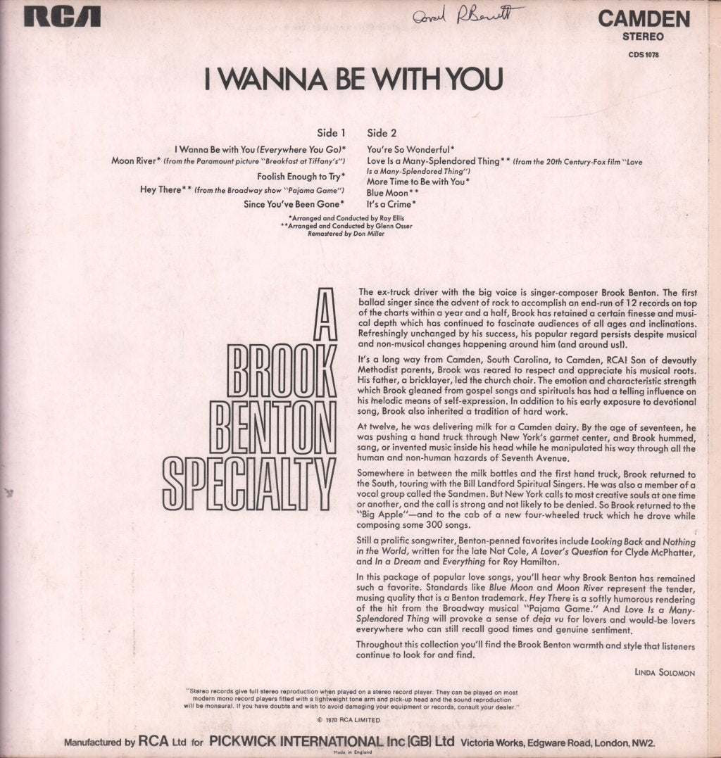 Brook Benton - I Wanna Be With You - Lp