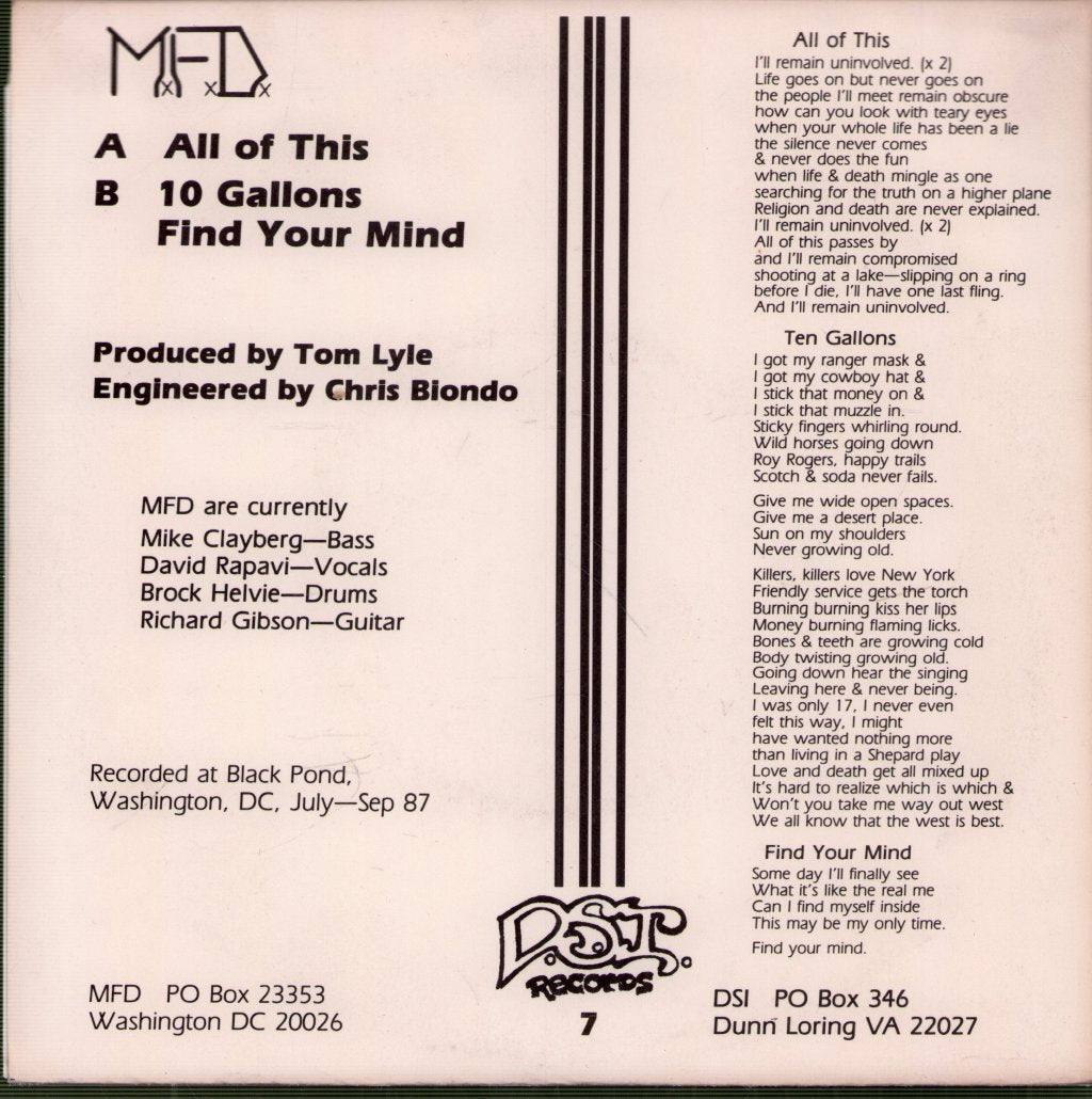 M.f.d. - All Of This - 7 Inch