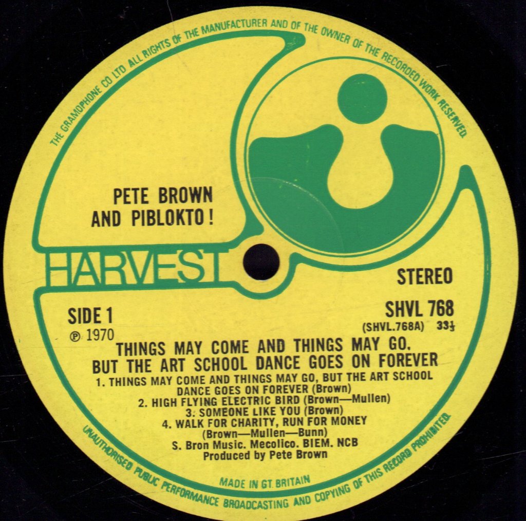 Pete Brown And Piblokto - Art School Dance Goes On For Ever - Lp