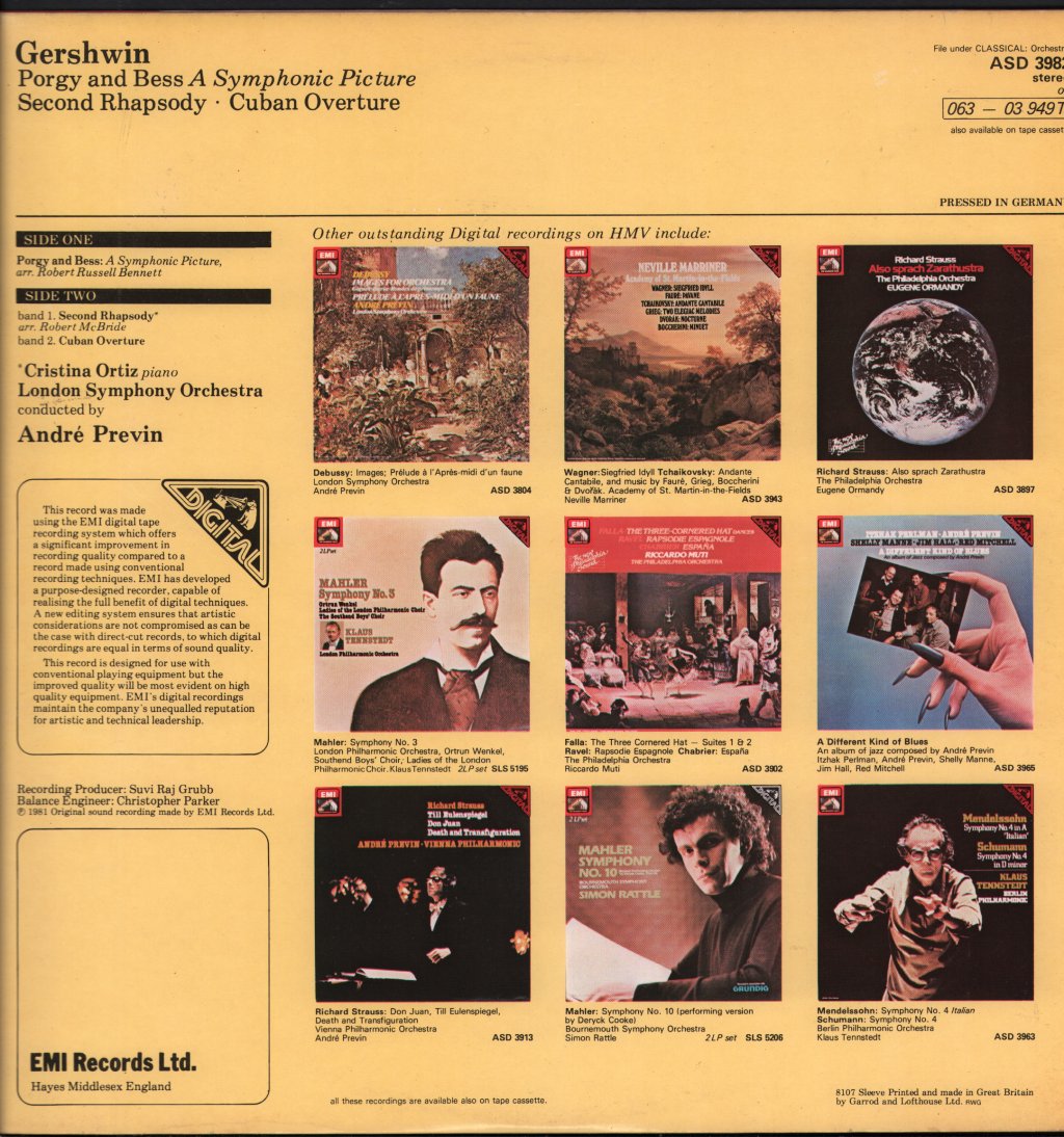 Andre Previn / London Symphony Orchestra - Previn Conducts Gerschwin - Lp