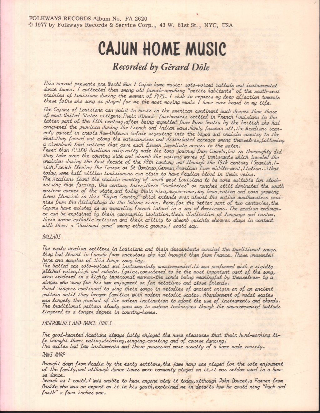 Various Artists - Cajun Home Music - Lp