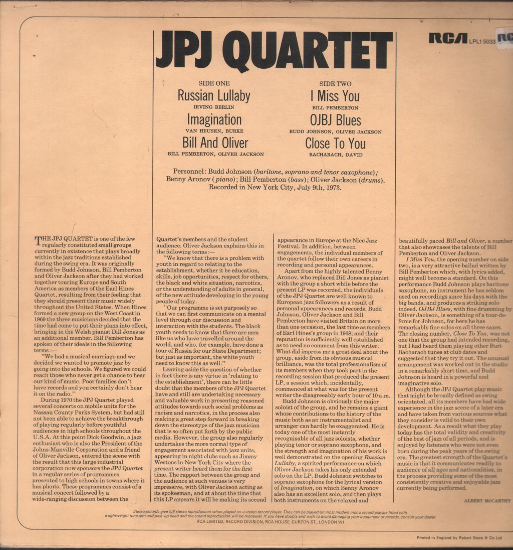 JPJ Quartet - JPJ Quartet - Lp