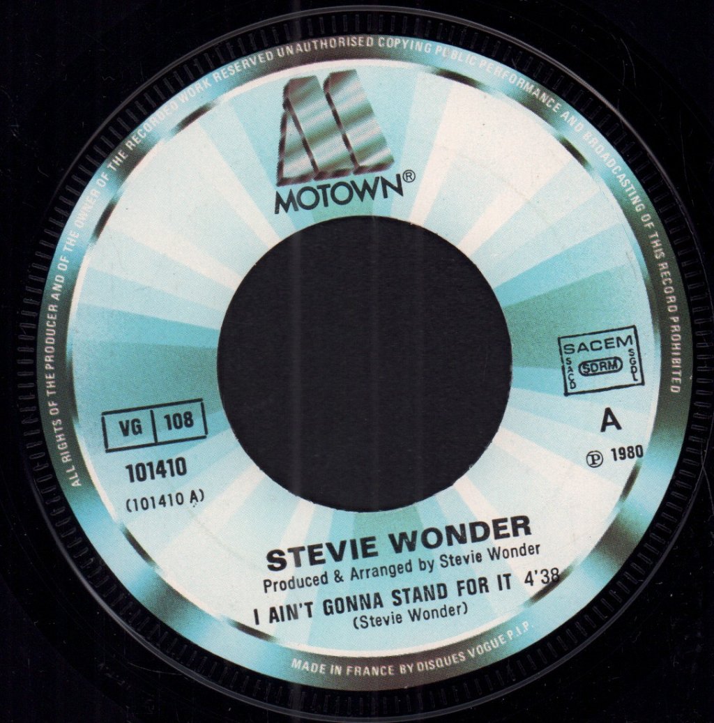 Stevie Wonder - I Ain't Gonna Stand For It - 7 Inch