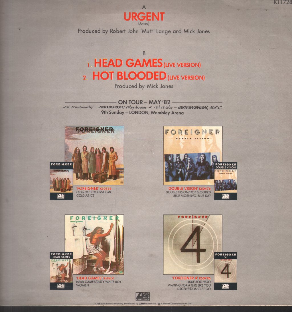 Foreigner - Urgent - 12 Inch