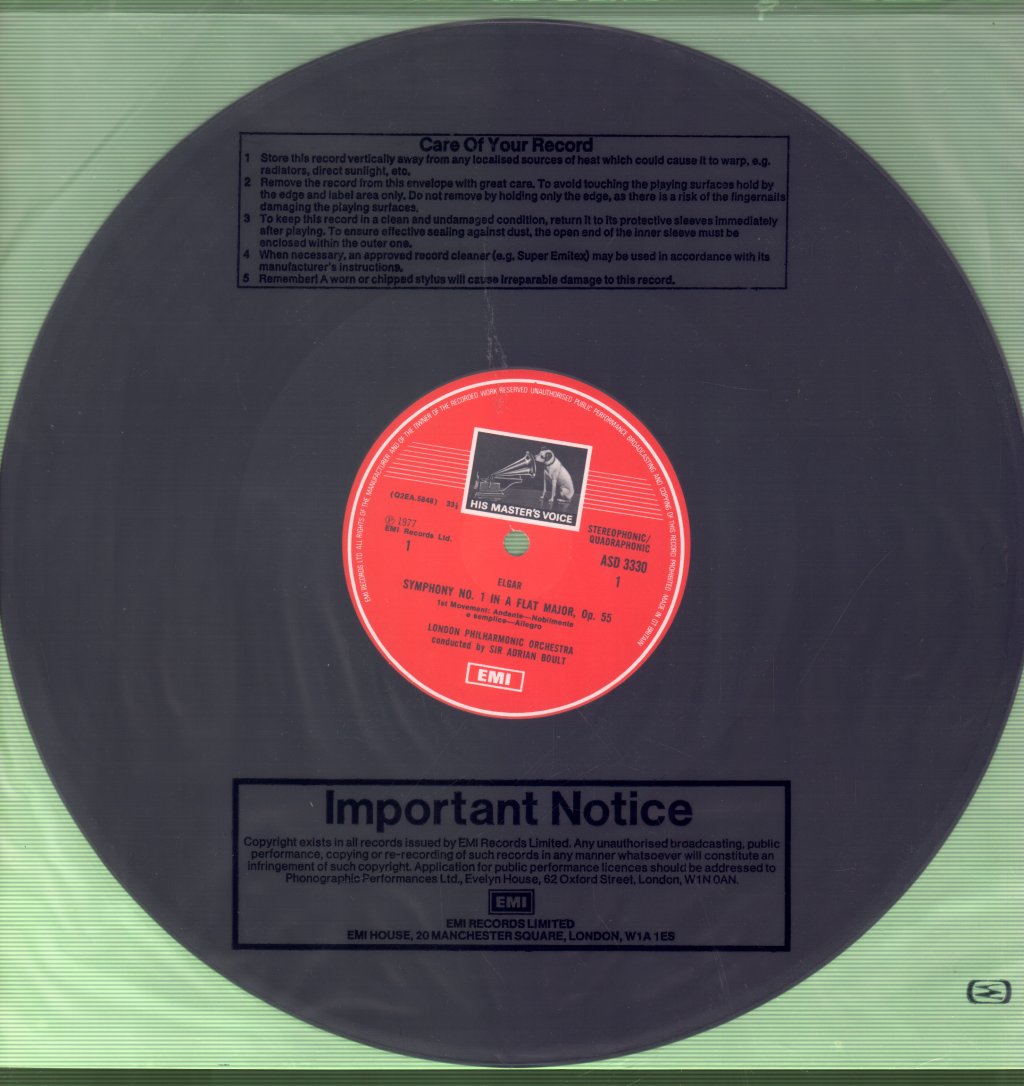 Sir Adrian Boult / London Philharmonic Orchestra - Elgar Symphony No.1 - Lp