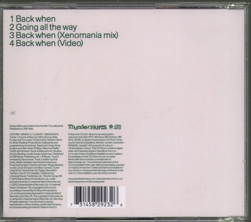 allSTARS* - Back When / Going All The Way - Cd