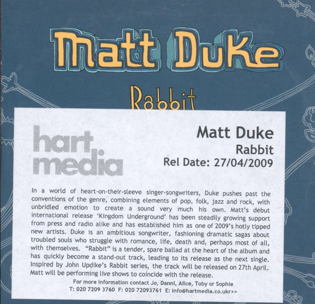 Matt Duke - Rabbit - Cd
