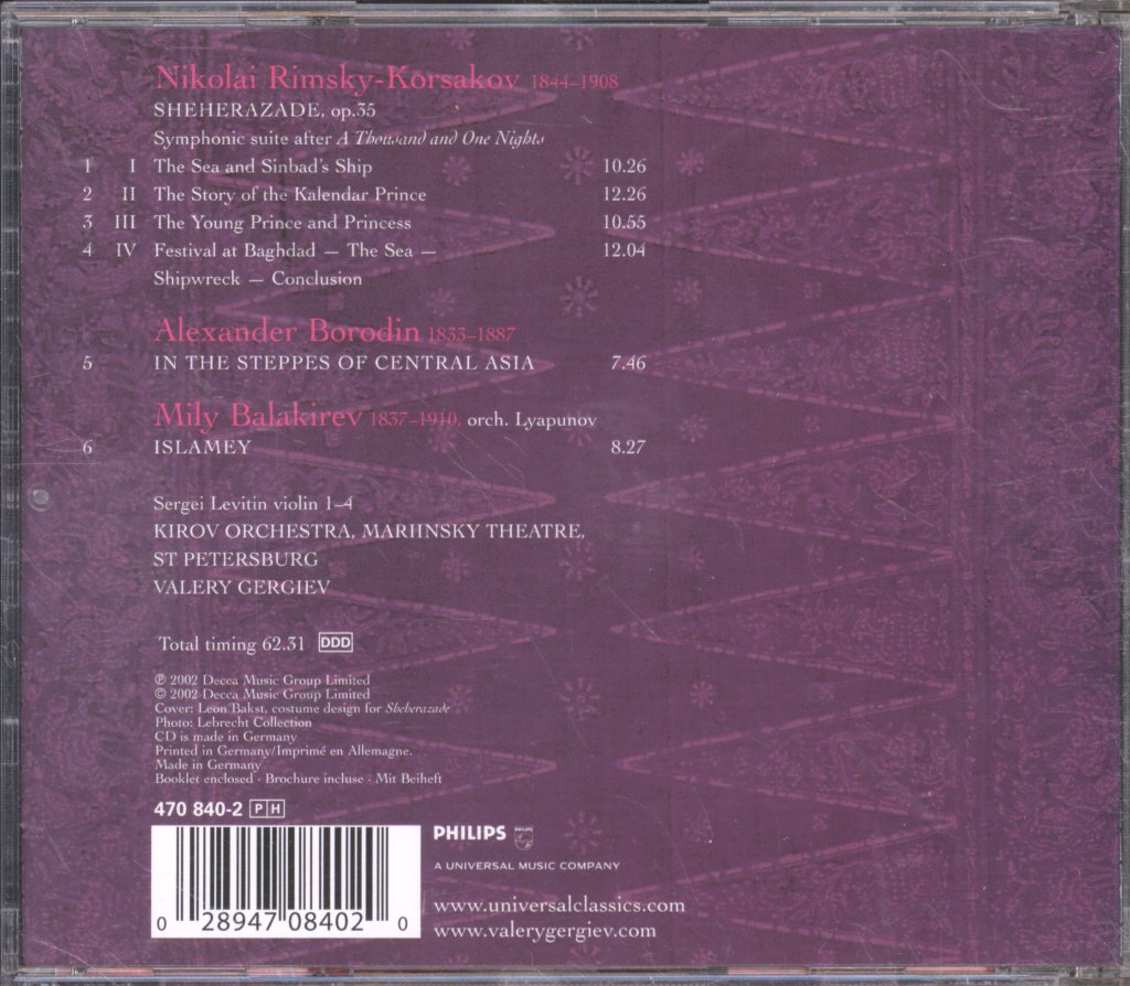 Kirov Orchestra, Valery Gergiev - Rimsky Korsakov - Sheherazade - Cd