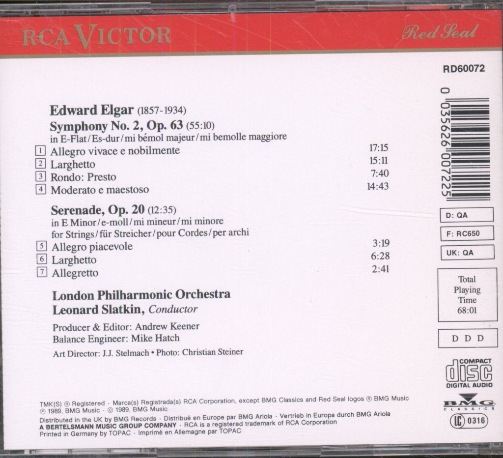 Leonard Slatkin, London Philharmonic Orchestra - Symphony No. 2 / Serenade Op. 20 - Cd