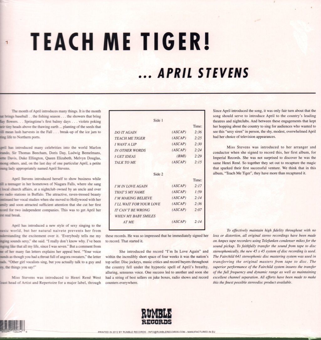 April Stevens - Teach Me Tiger! - Lp