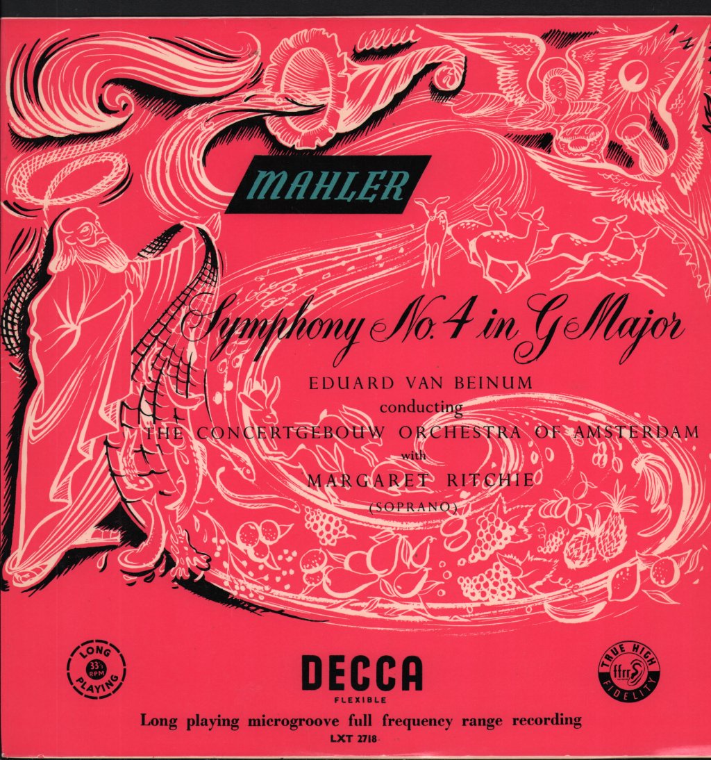 Eduard Van Beinum / Concertgebouw Orchestra Of Amsterdam With Margaret Ritchie - Mahler - Symphony No. 4 In G Major - Lp