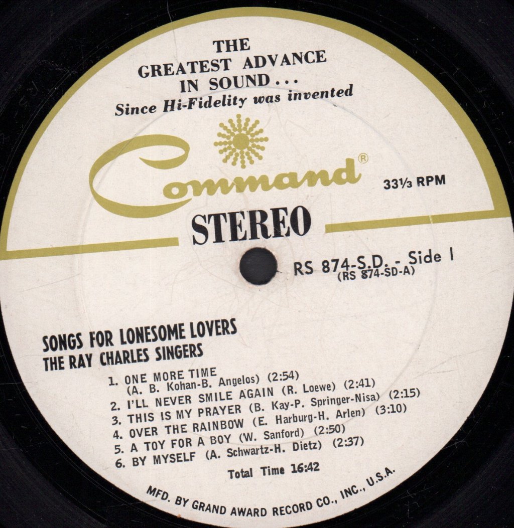 Ray Charles Singers - Songs For Lonesome Lovers - Lp