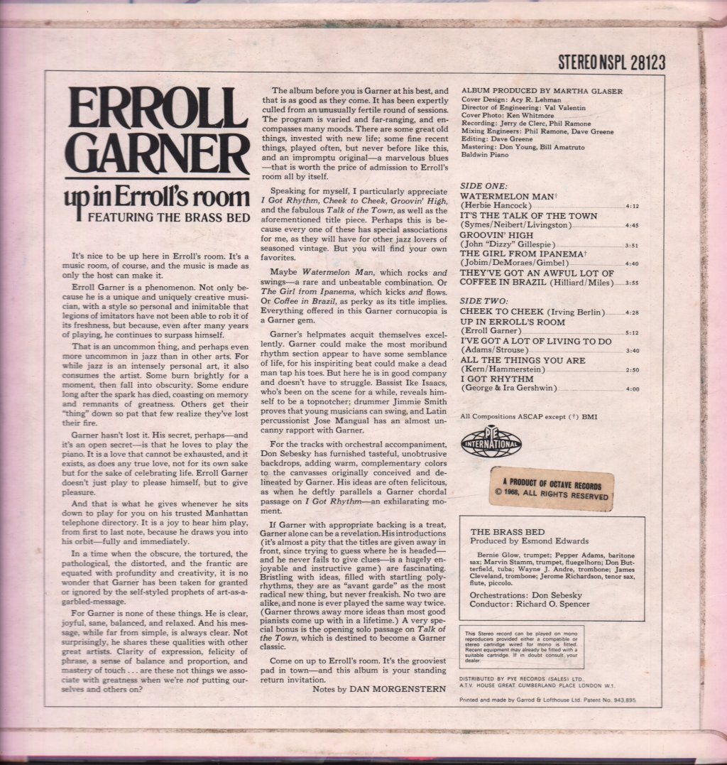 Erroll Garner - Up In Erroll's Room - Lp
