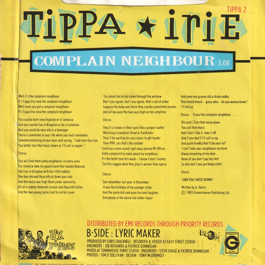 Tippa Irie - Complain Neighbour - 7 Inch