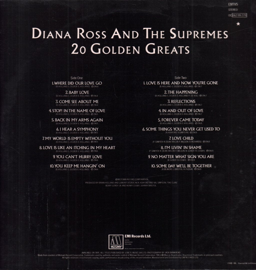 Diana Ross And The Supremes - 20 Golden Greats - Lp