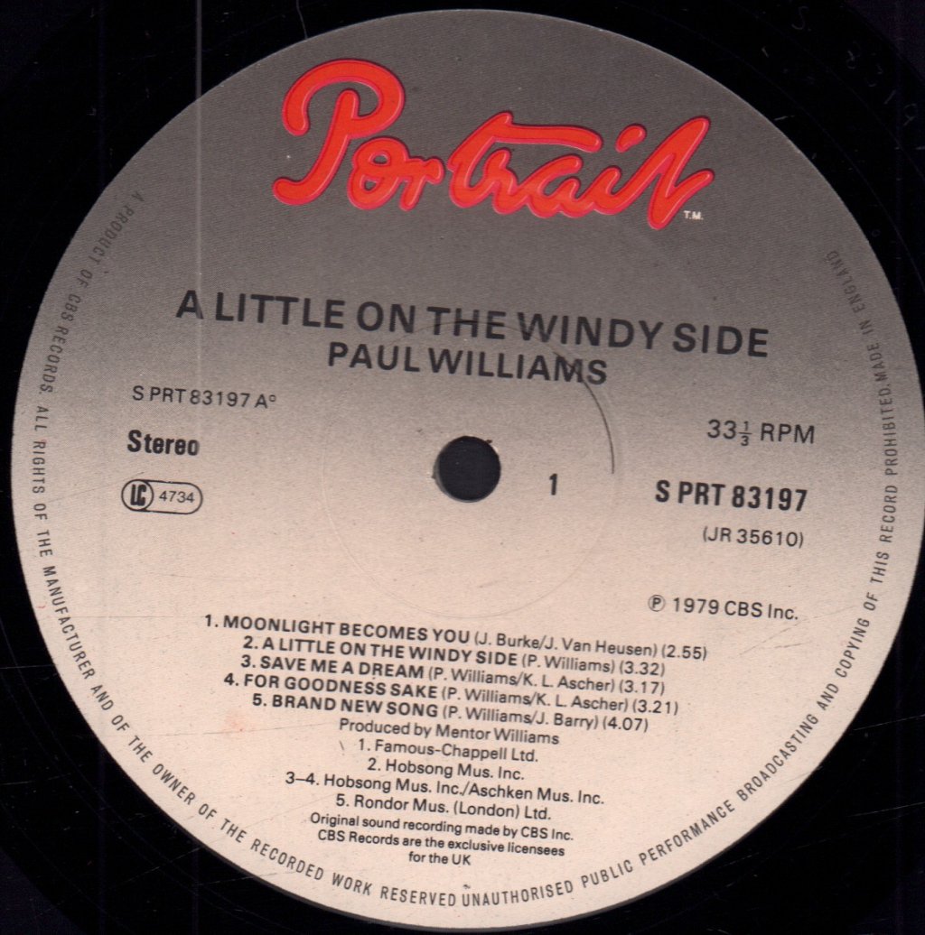 Paul Williams - A Little On The Windy Side - Lp