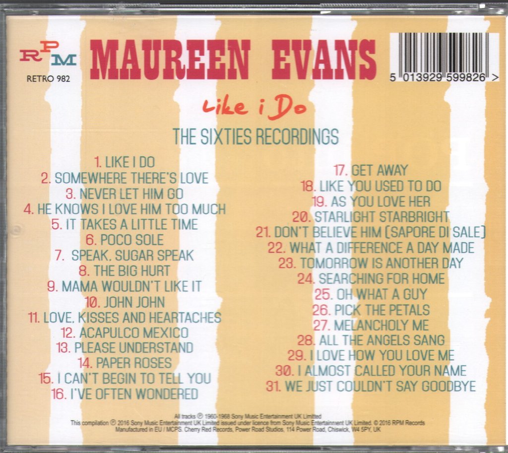 Maureen Evans - Like I Do The Sixties Recordings - Cd