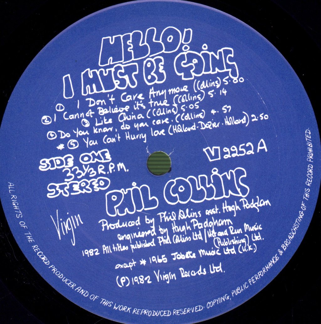 Phil Collins - Hello I Must Be Going - Lp