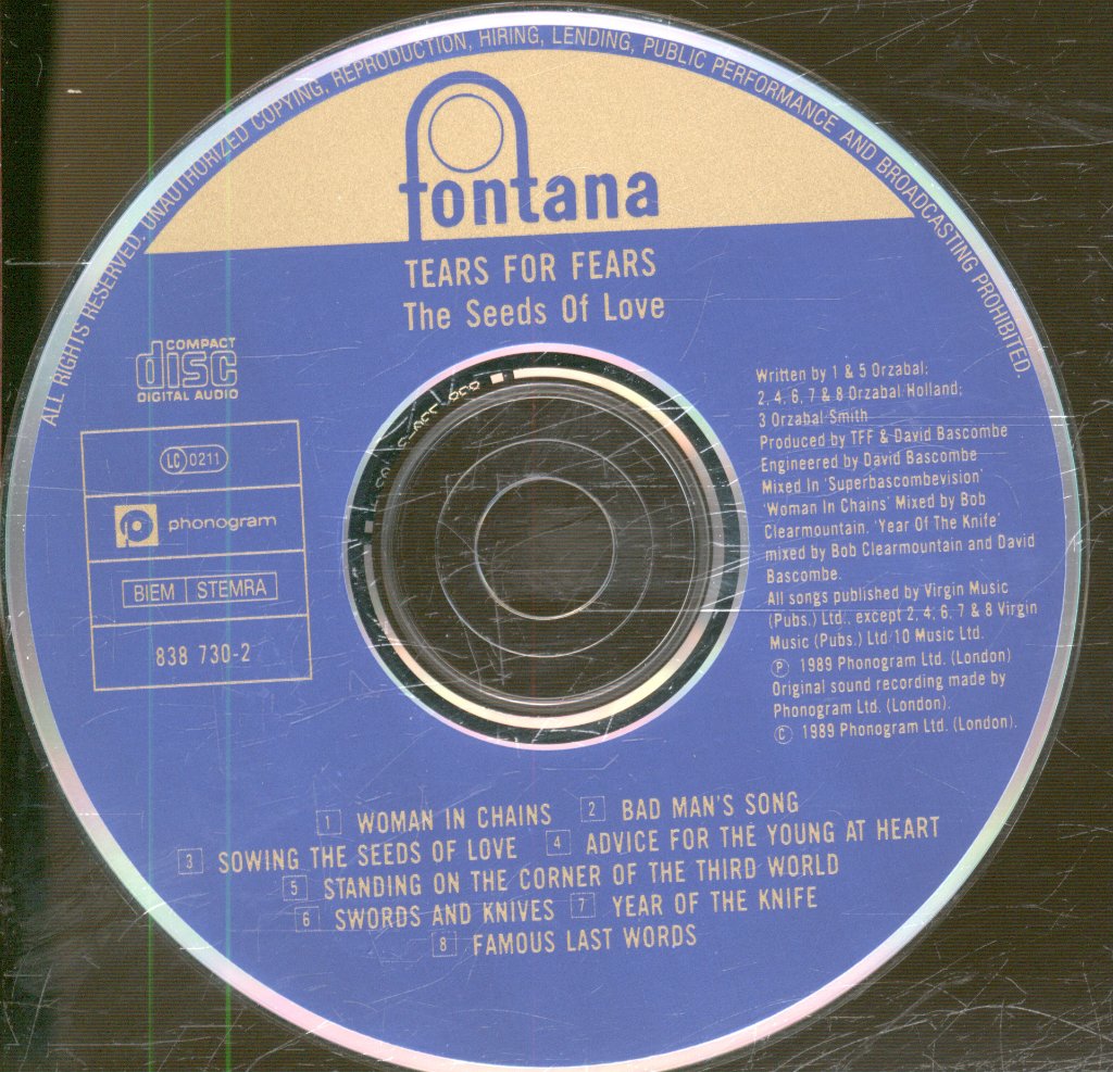 Tears For Fears - Seeds Of Love - Cd