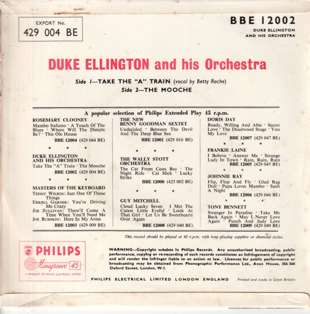 Duke Ellington And His Orchestra - Take The A Train - 7 Inch