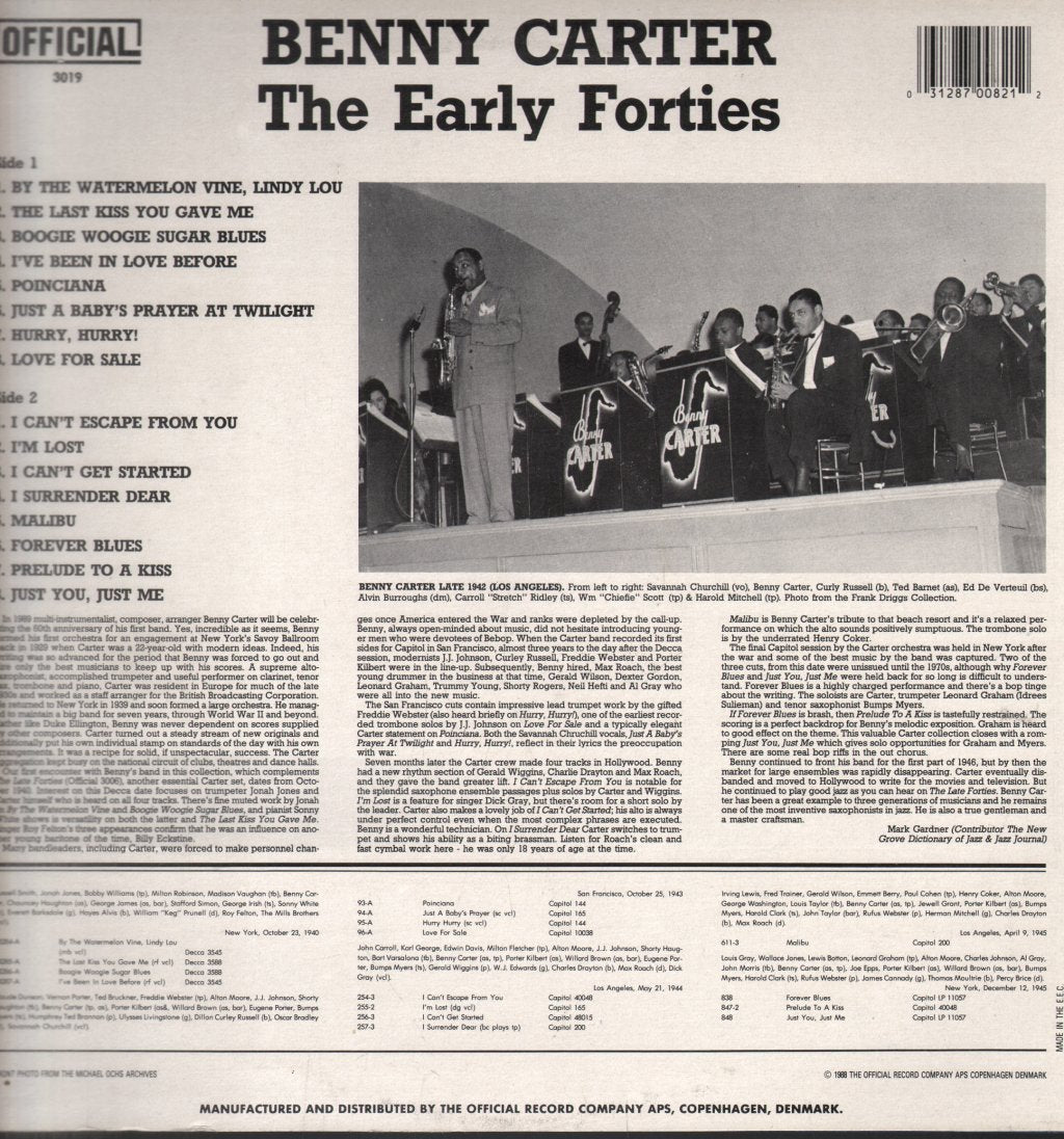 Benny Carter - Early Forties - Lp