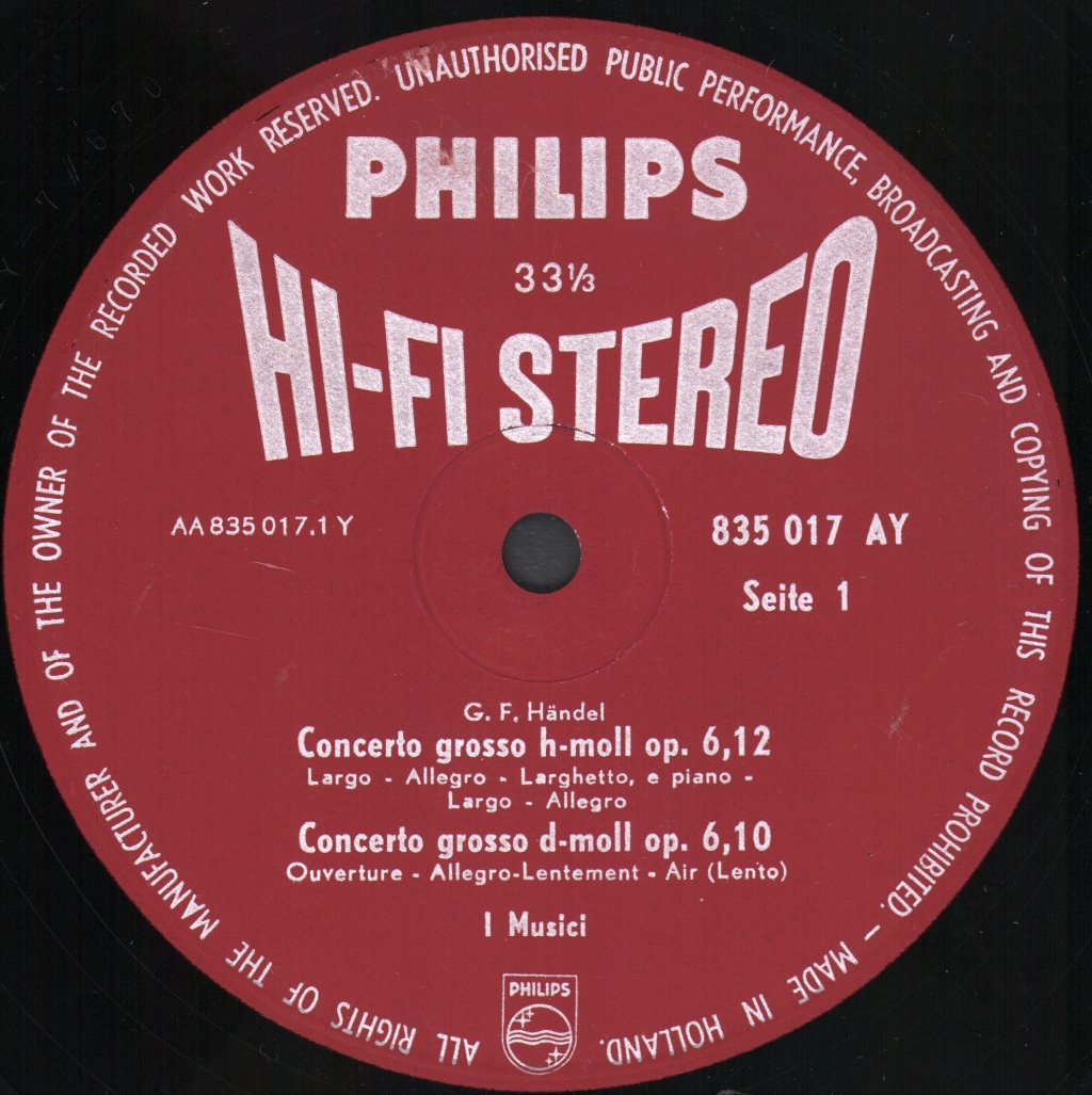 I Musici - Handel - 3 Concerti Grossi Op.6 - Lp
