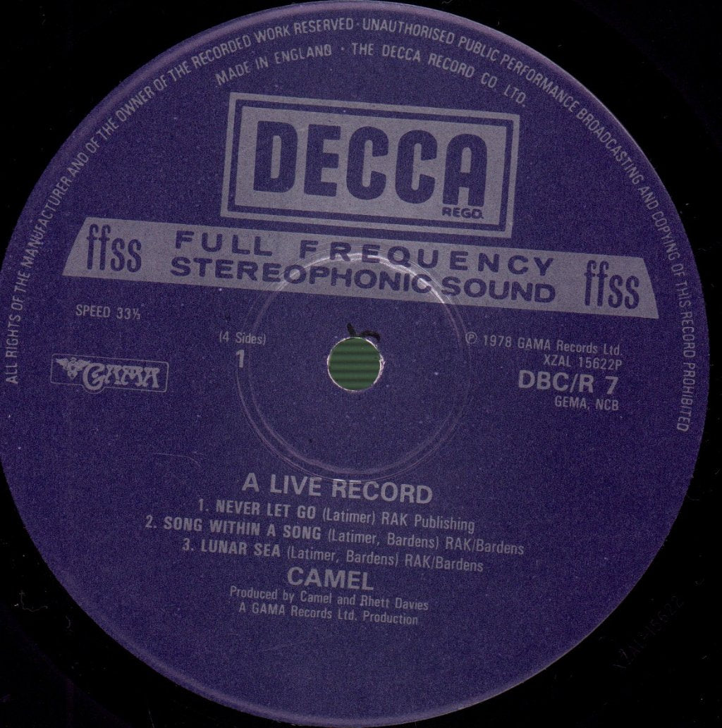 Camel - A Live Record - Double Lp