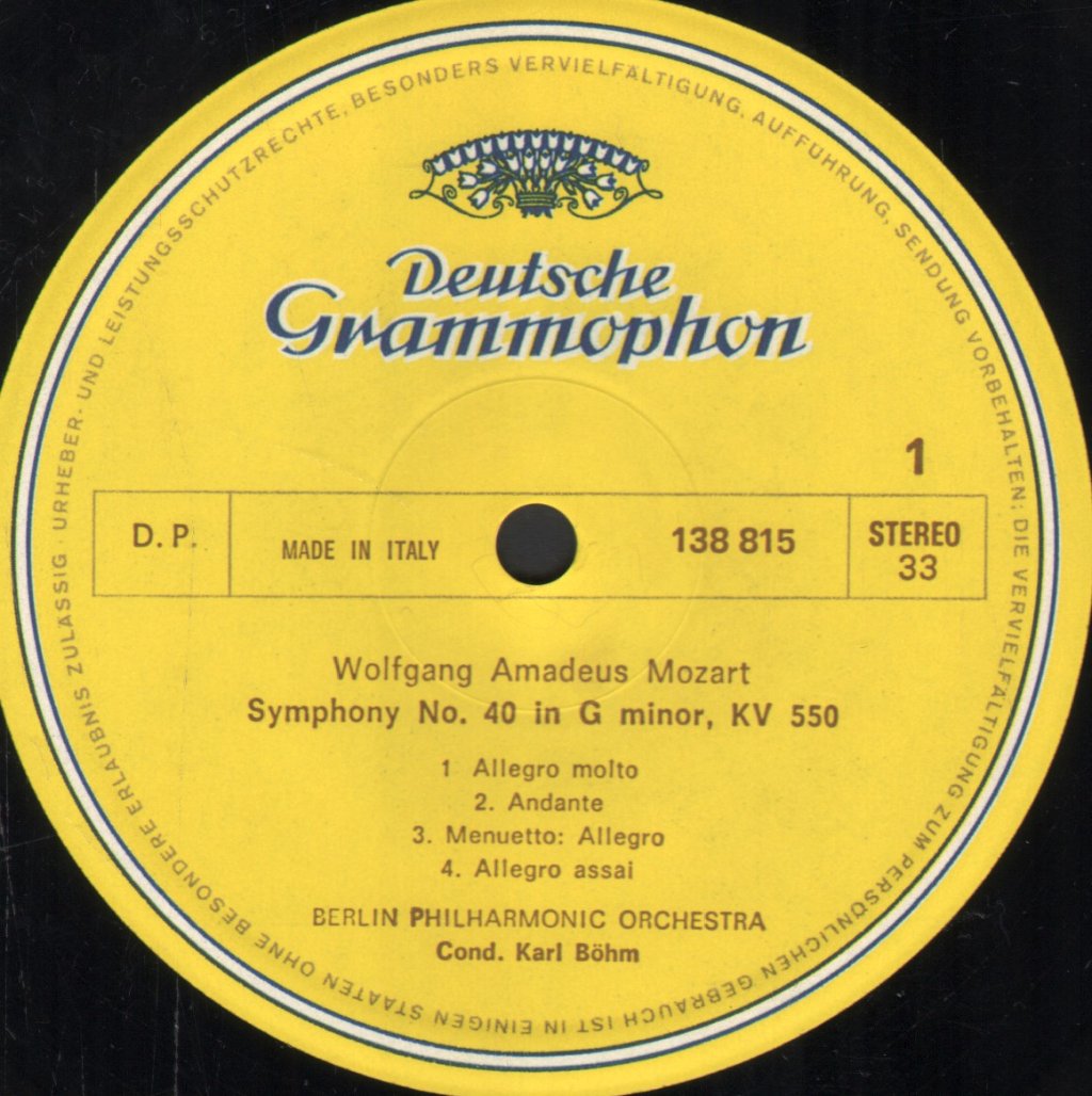 Karl Bohm / Berliner Philharmoniker - Mozart - Symphonien Nr.40 / Nr.41 Jupiter - Lp