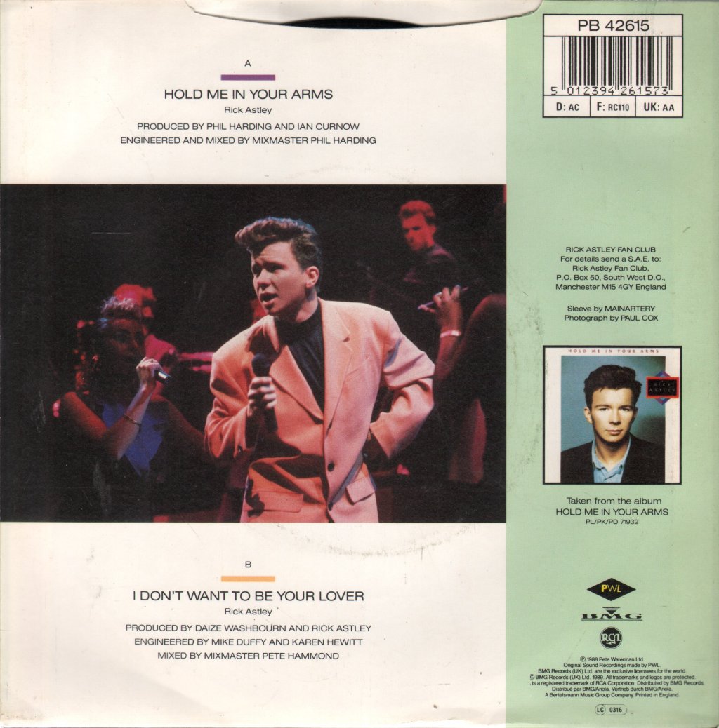 Rick Astley - Hold Me In Your Arms - 7 Inch