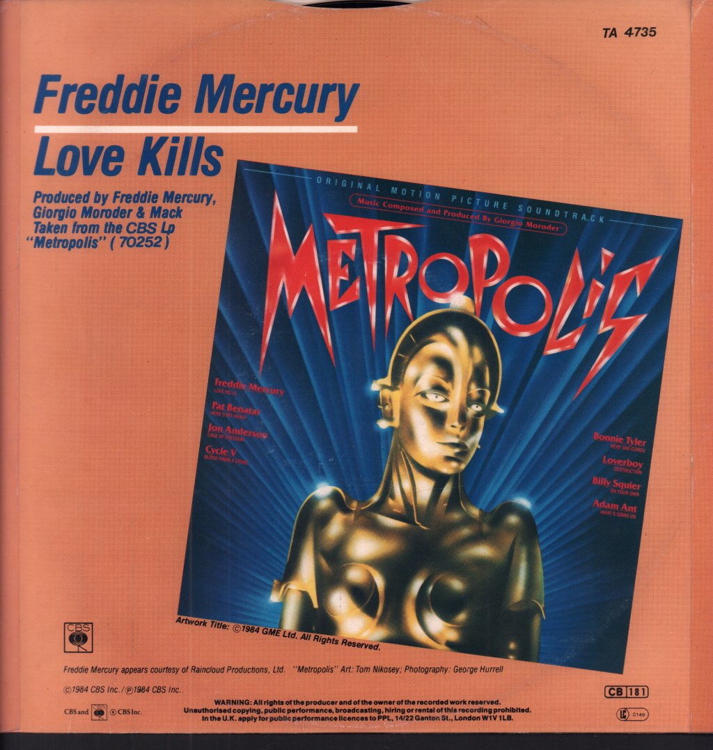 Freddie Mercury - Love Kills - 12 Inch