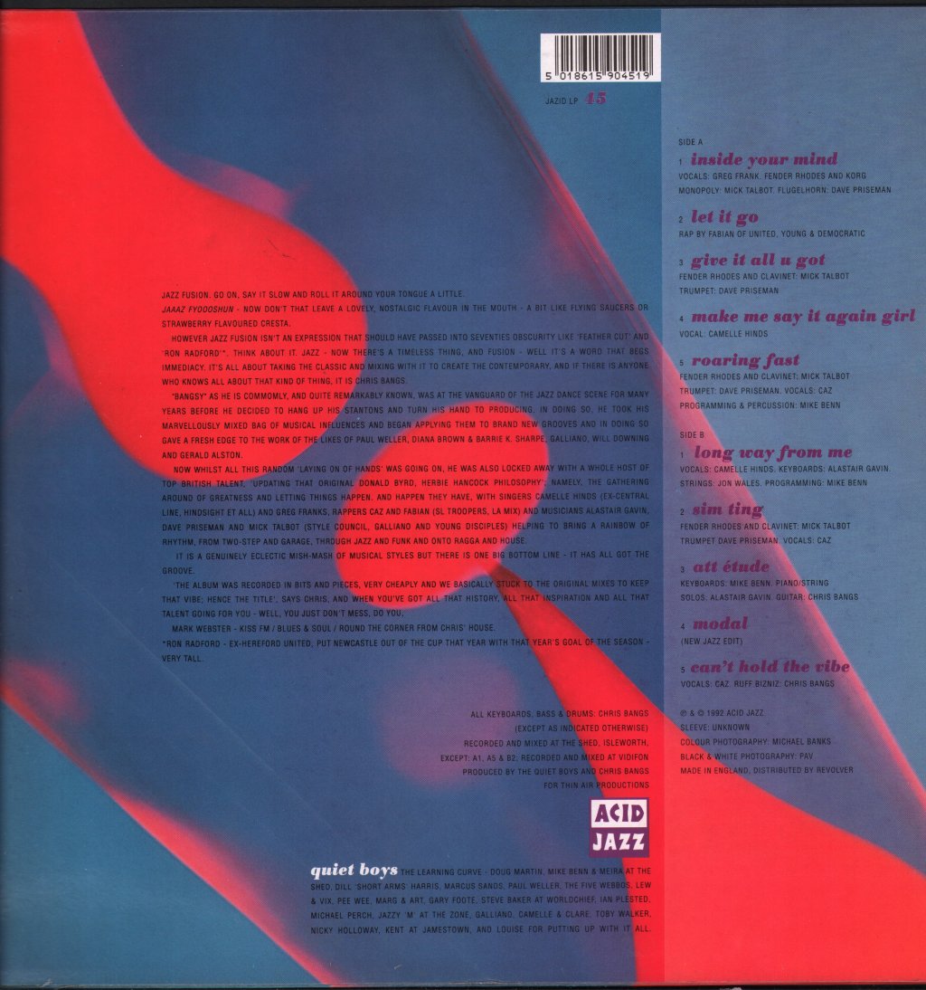 Quiet Boys - Can't Hold The Vibe - Lp