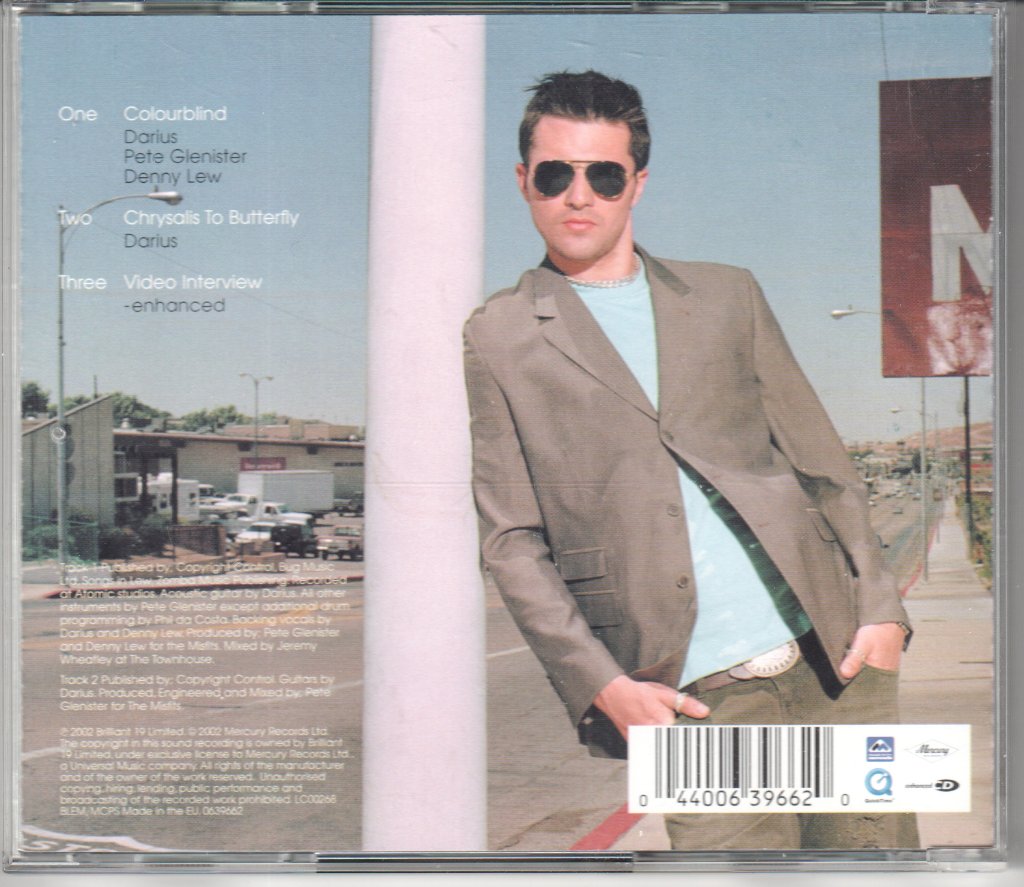 Darius (Male Pop) - Colourblind - Cd