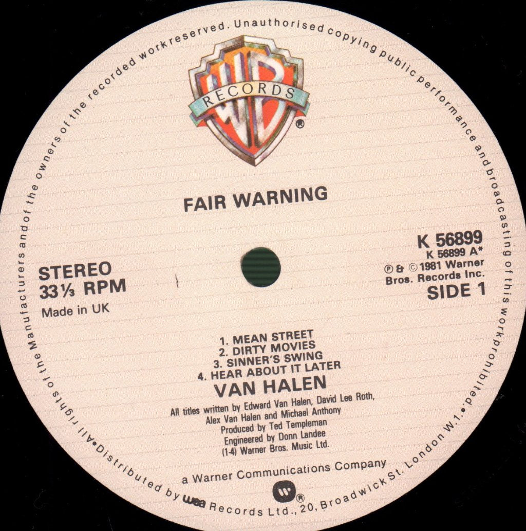 Van Halen - Fair Warning - Lp