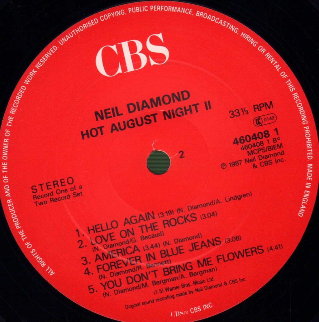 Neil Diamond - Hot August Night II - Double Lp