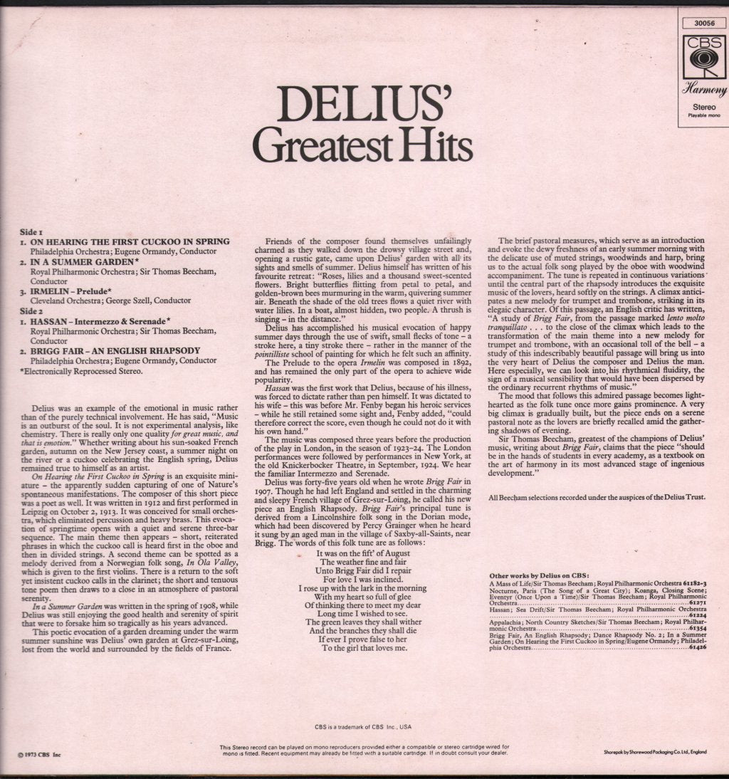 Various Artists - Delius' Greatest Hits - Lp