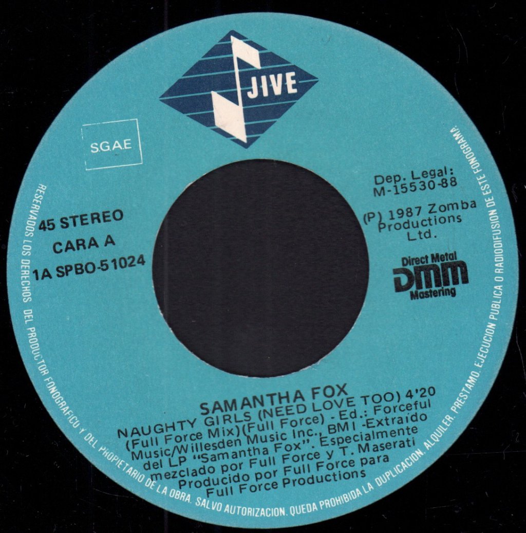 Samantha Fox - Naughty Girls (Need Love Too) - 7 Inch