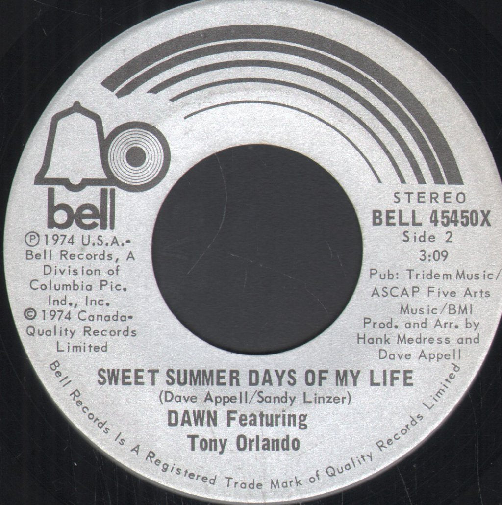 Dawn Featuring Tony Orlando - It Only Hurts When I Try To Smile - 7 Inch
