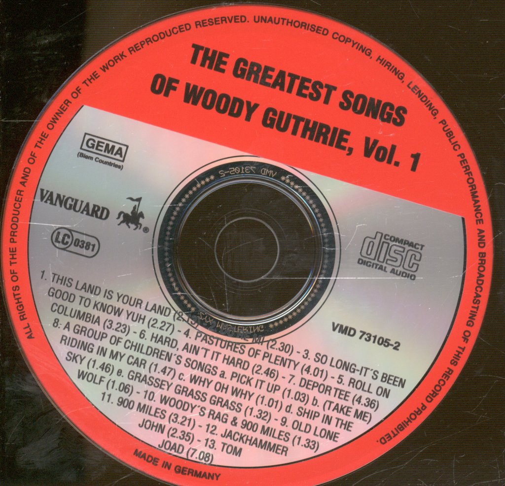 Woody Guthrie - Greatest Songs Of Woody Guthrie, Vol.1 - Cd – Vinyl Tap