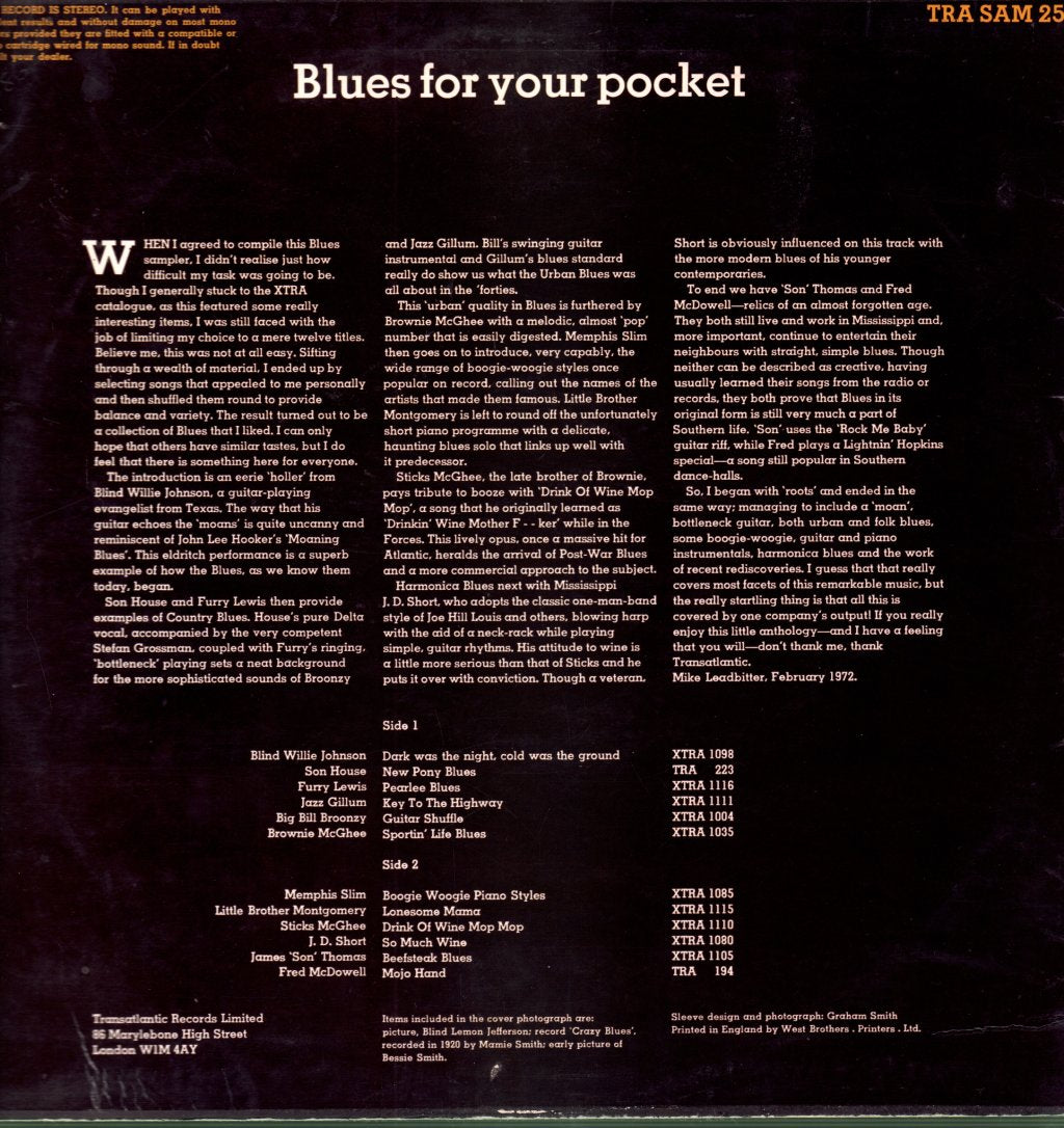 Various Artists - Blues For Your Pocket - Lp