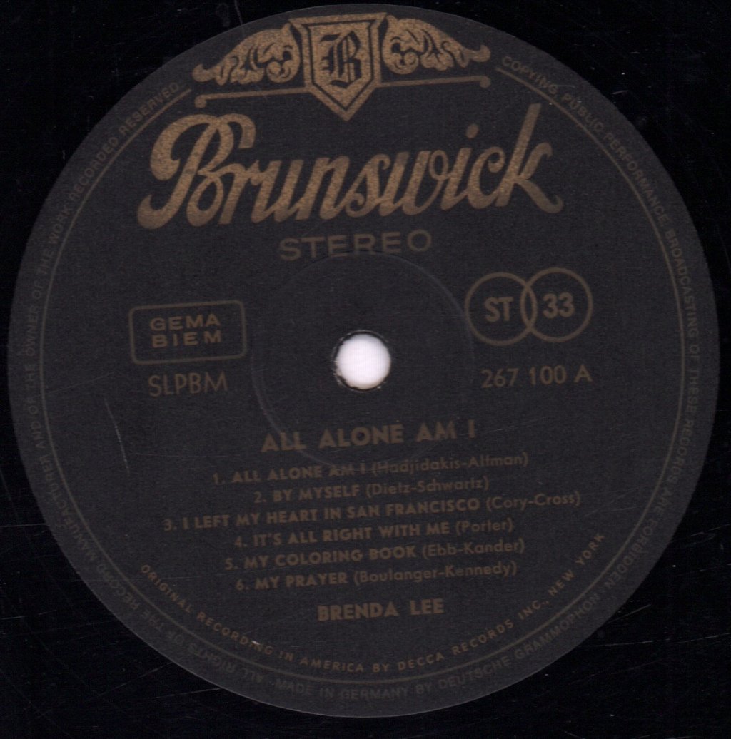 Brenda Lee - All Alone Am I - Lp