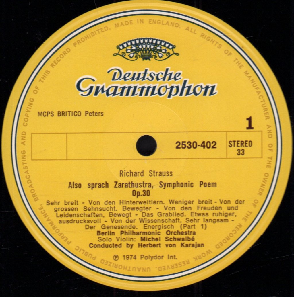 Berlin Philharmonic Orchestra - strauss Also Sprach Zarathustra Op. 30 - Lp